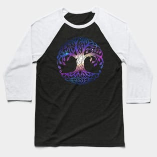 Tree of Life and Galaxy Double Exposure Baseball T-Shirt